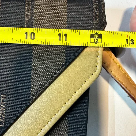 Fendi Pequin Striped Vintage Shoulder Bag Brown & Black | Made in Italy - Picture 4 of 16